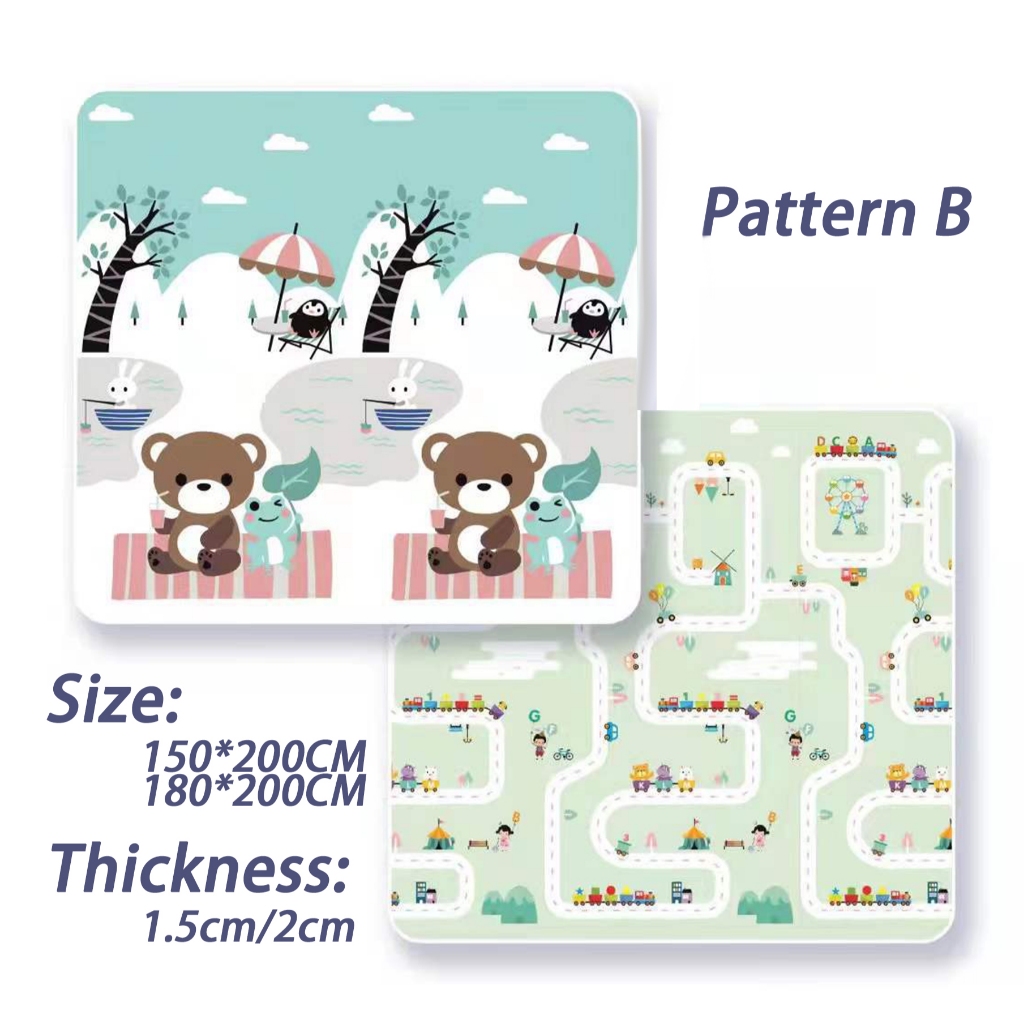 [ READY STOCK ] 1.5cm/2cm Thick Foldable Baby Playmat Kid Carpet Large