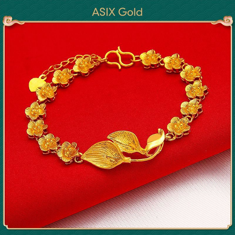 Gelang Wanita Emas 916 Aesthetic Design Leaf Bracelet for Ladies 24K ...