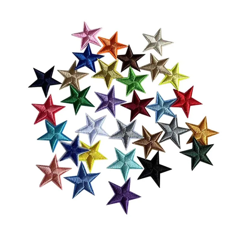 10PCS/Set 3*3CM Five-Pointed Star Iron On Stickers Badges Embroidery ...