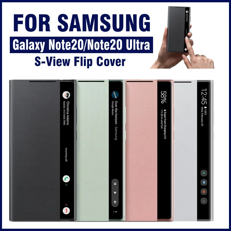 Original Samsung Mirror Smart View Flip Case For Galaxy Note 20 Note20  Ultra 5G Phone LED Cover S-View Cases EF-ZN985