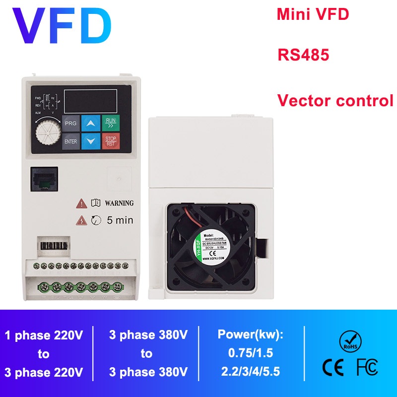750W Frequency Converter 220V 1 phase to 3 phase 220V 0.75KW Mini VFD ...