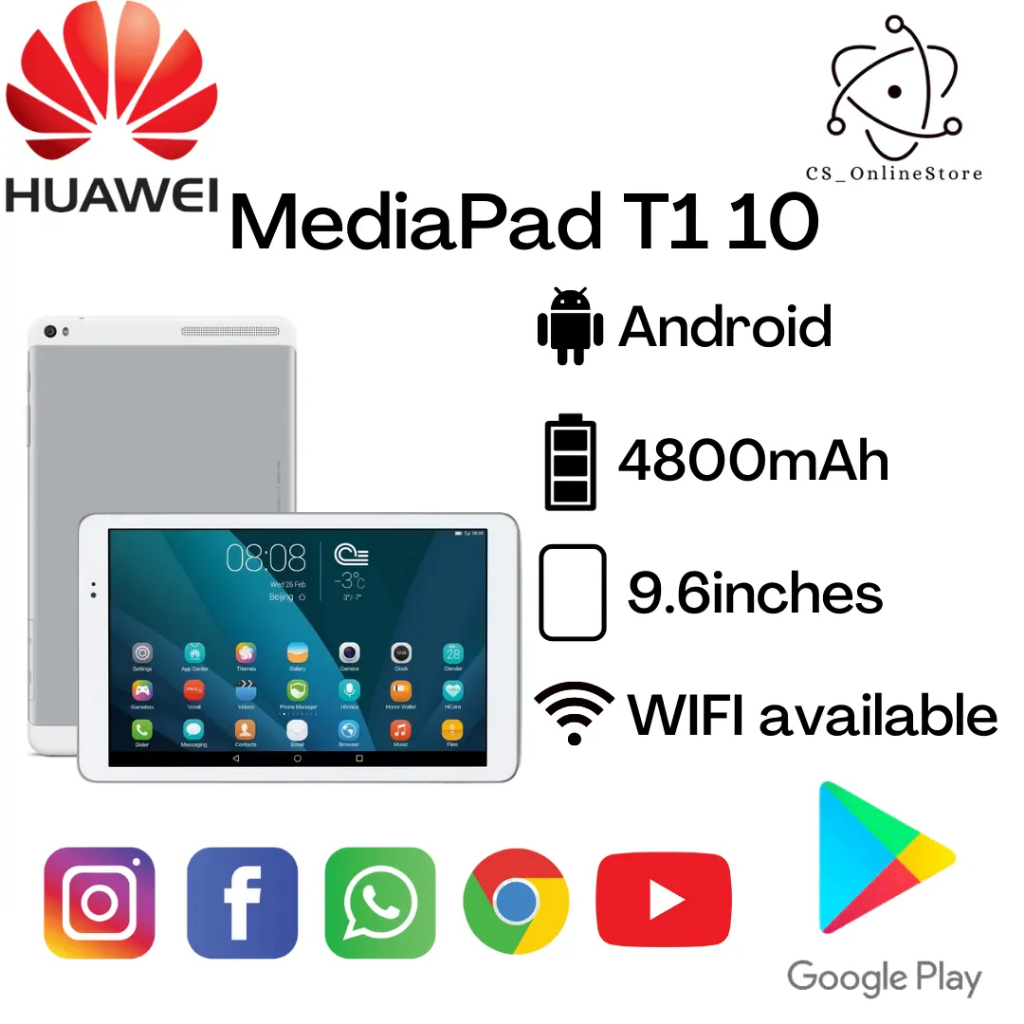 ( HUAWEI) HONOR MEDIAPAD T1 10 (T1- A23L/A21W) USED TABLET 4G Tablet PC ...