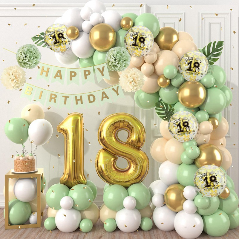 90pcs Balloon 18 30 40 50th Set Happy Birthday Backdrop Birthday Banner 