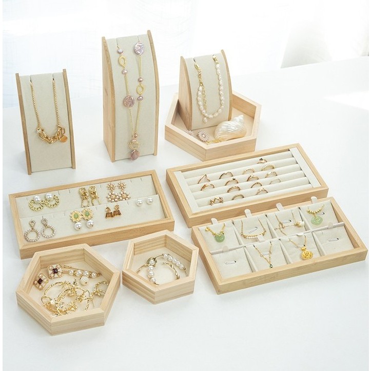 Solid Wood Necklace Rack Jewelry Window Set Hanging Pendant Bracelet ...