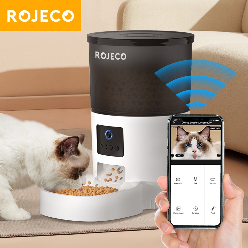 Rojeco Automatic Cat Feeder With Camera Video Cat Food Dispenser Pet Smart Voice Recorder Remote Control Auto Feeder For Cat Dog Shopee Malaysia