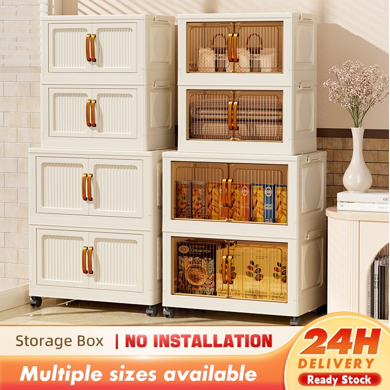 Storage Box Foldable Multipurpose Stackable Storage Cabinet With Double