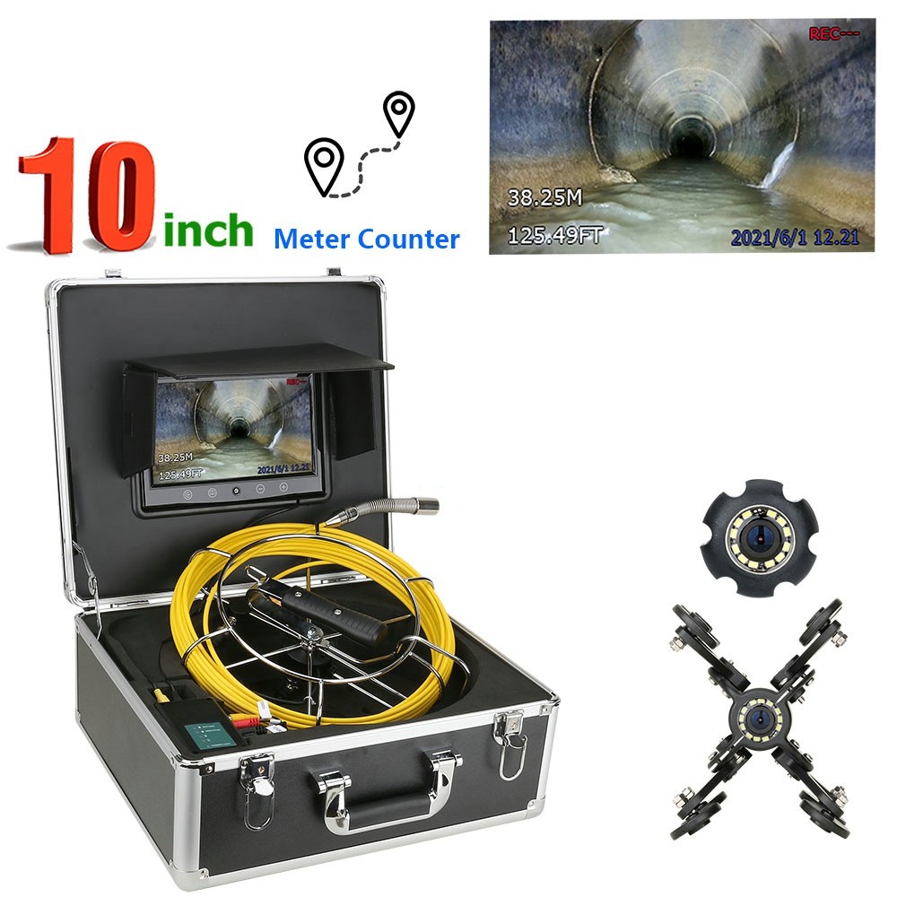 Sanyipace Sewer Camera With Locator 165 FT/50 M, Drain Pipe Inspection Camera With Detector, Waterproof Cámara Probe W/h 512Hz Transmitter, Distance Counter, 9" Color Screen, 16GB TF Card, 5mm Cable