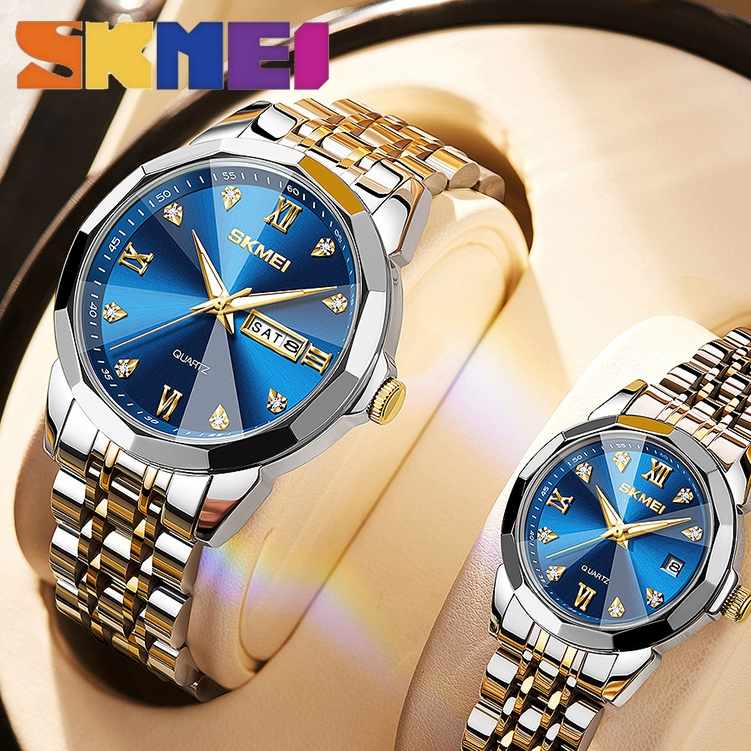 SKMEI Jam Tangan lelaki Original Waterproof Men Watch Luminous Stainless  Steel Luxury Couple watch
