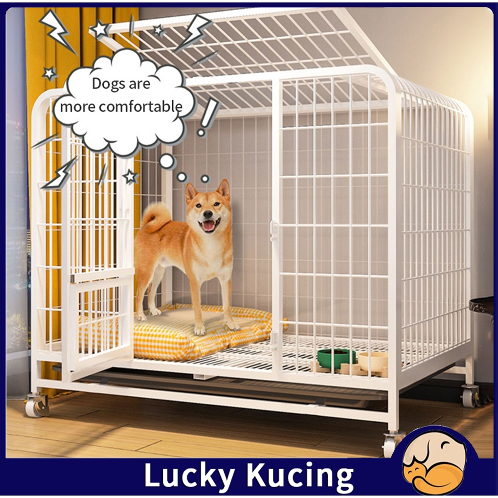 View of Mobile Dog Cage Square Tube Wire Heavy Duty Dog Crate Big Size Kennel ...