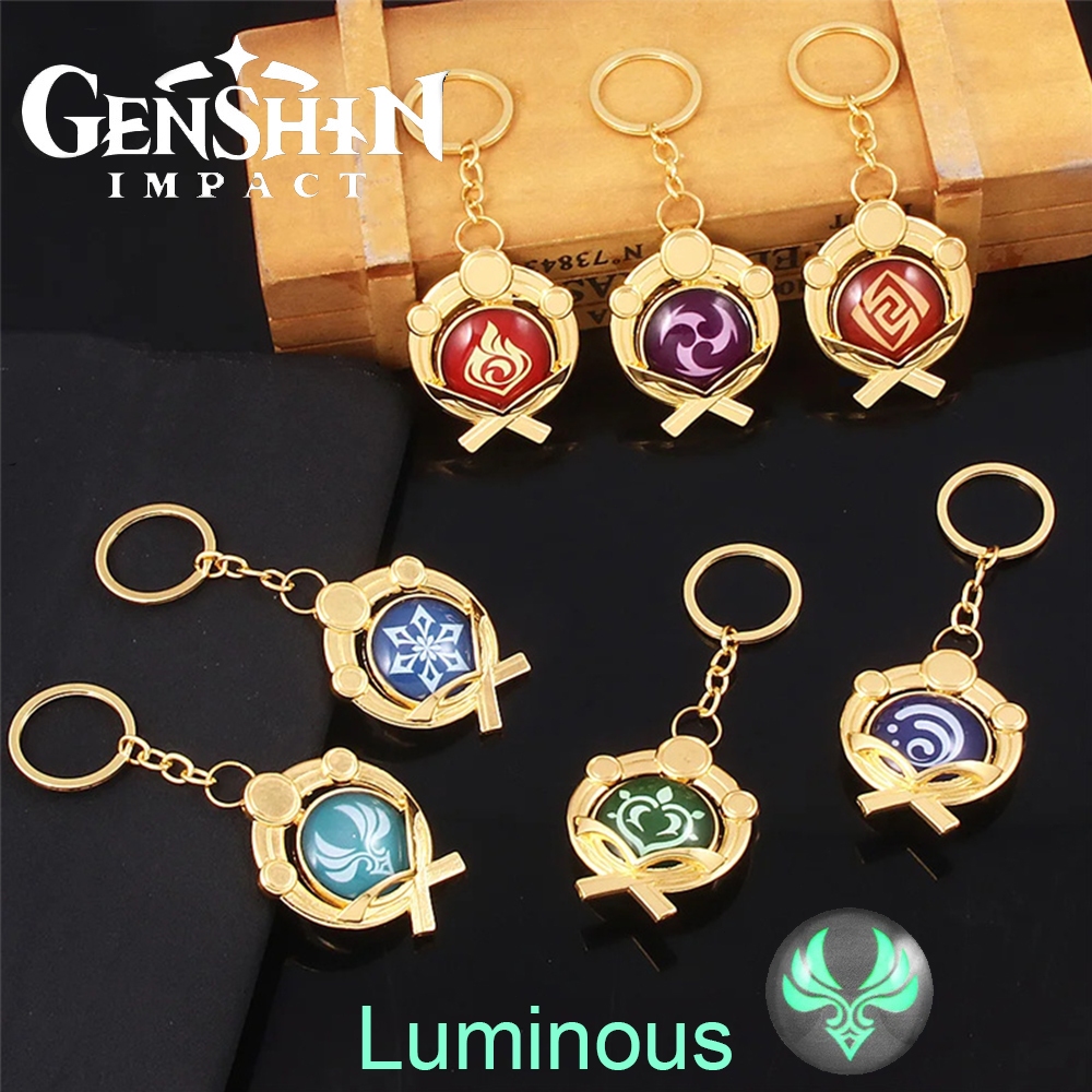 New Game Genshin Impact Keychain Vision Luminous 7 Element Weapon God ...