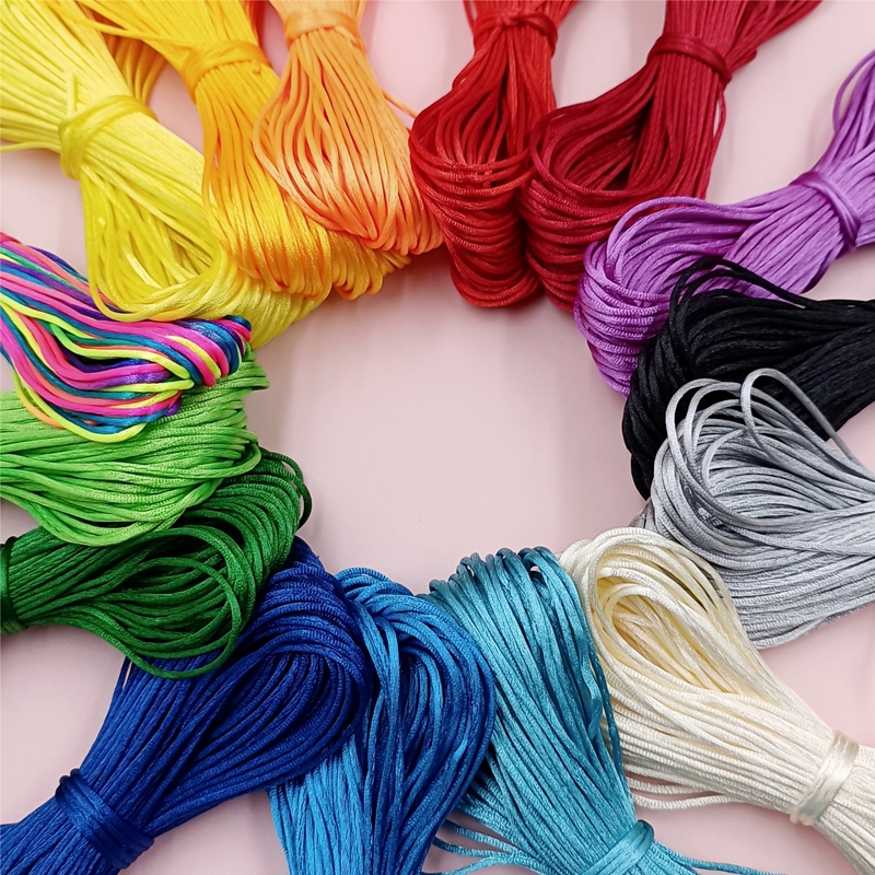 20m Multicolor Nylon Cord Chinese Knot Braided Thread DIY Bracelet ...