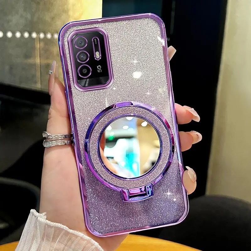 Casing For Realme Narzo 50i Prime Narzo 10 Narzo 50A Prime Narzo 10A Narzo  20A Cermin Cermin Serbuk Memuatkan Tanpa Kabel Telefon Stand Case