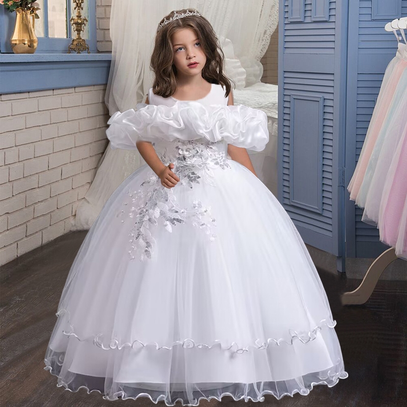 New Elegant Girl Party Dress Long Wedding Bridesmaid Dress 4-13 Year Old  Mesh Embroidered Graduation Ball Evening Dress | Shopee Malaysia
