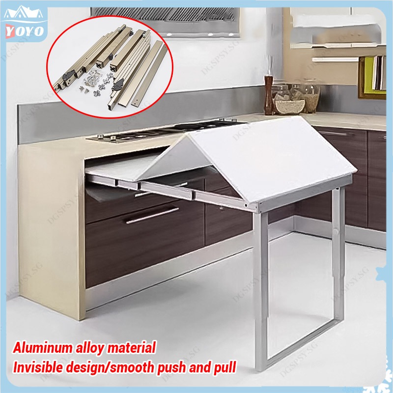 Cupboard Drawer Extensionable Desktop Slide Rail Invisible Pull Dining ...
