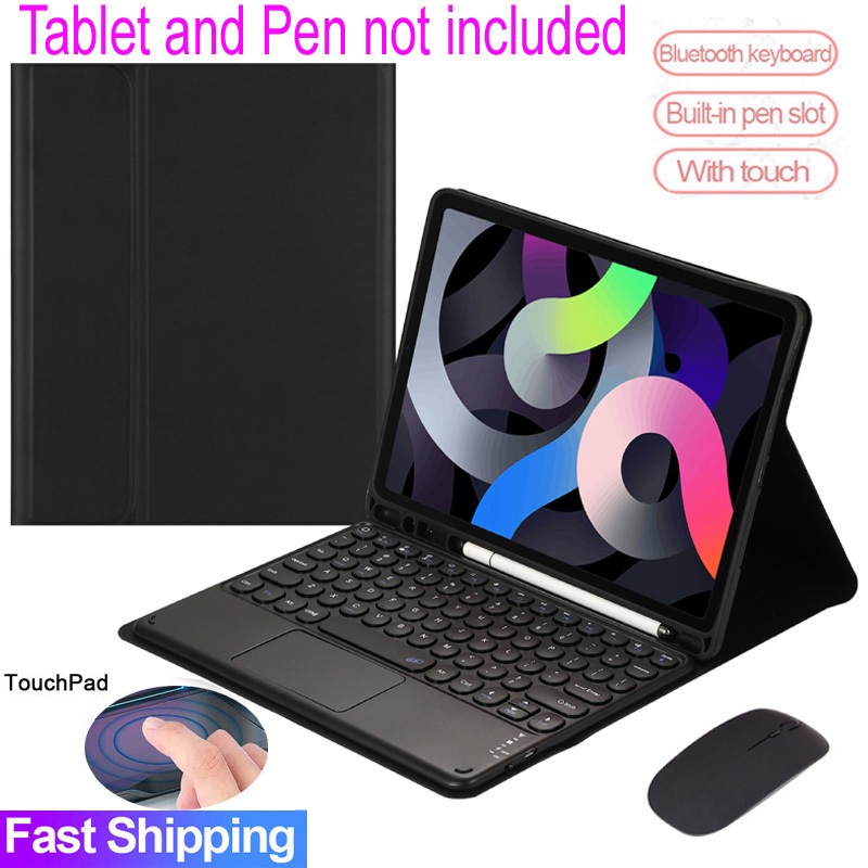 Case with Touch pad Keyboard For Samsung Galaxy Tab S6 Lite S7 S8 S9 FE A7 A8 A9+ Round Touchpad