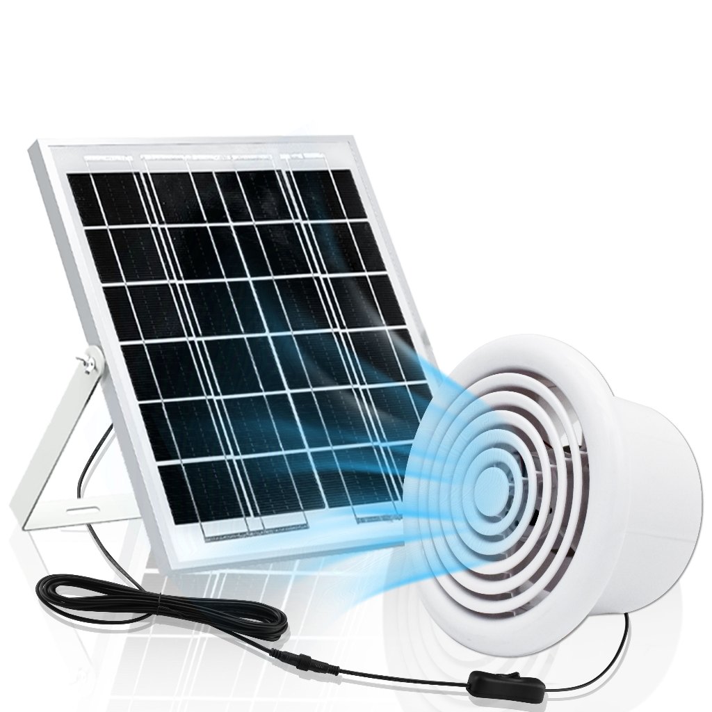 6/8w Solar Panel and 4/6 Inch Round Exhaust Ventilation Fan 4/6 Inch ...