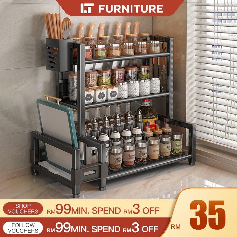 Kitchen Spice Rack Rak Dapur Rak Rempah Stainless Steel Kitchen Rack ...