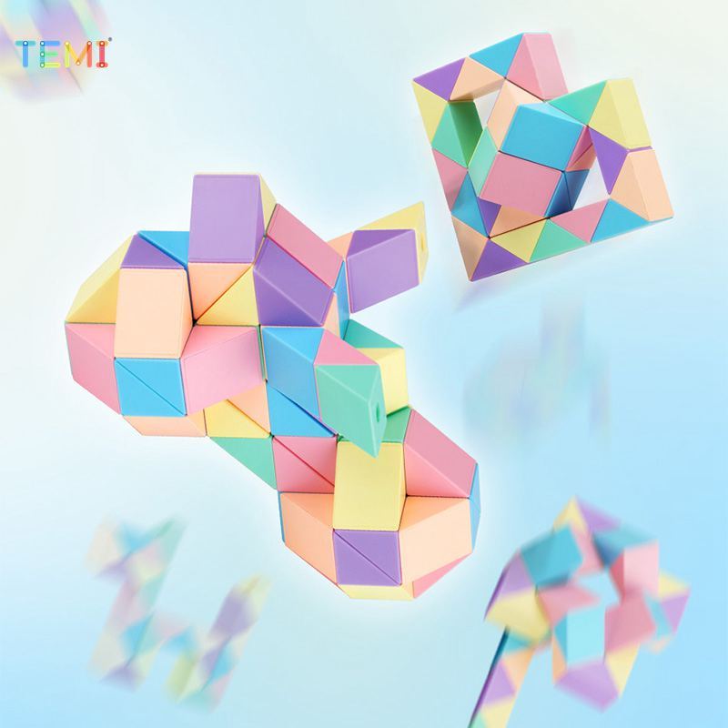 TEMI 24 Blocks Snake Magic Cube Twist Jigsaw Puzzle Toy Magic Ruler ...