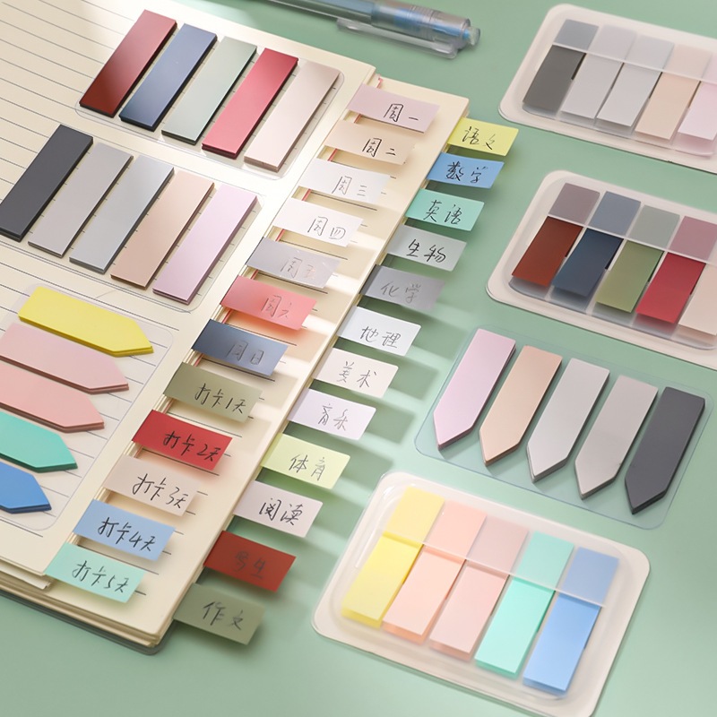 PET Transparent Index Sticky Notes Morandi Sticky Memo Index Bookmark ...