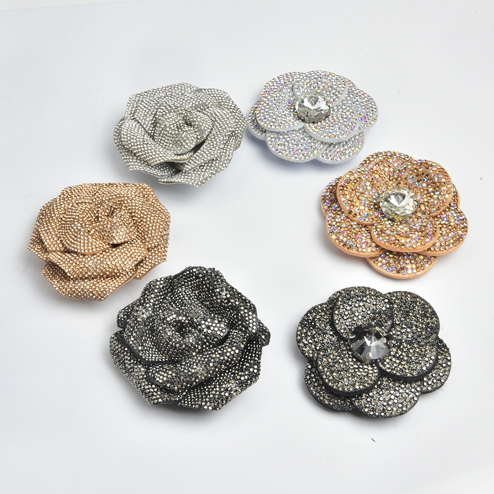 3D Rose Rhinestone Applique Flower Crystal Patches Clothes Stickers Diy ...