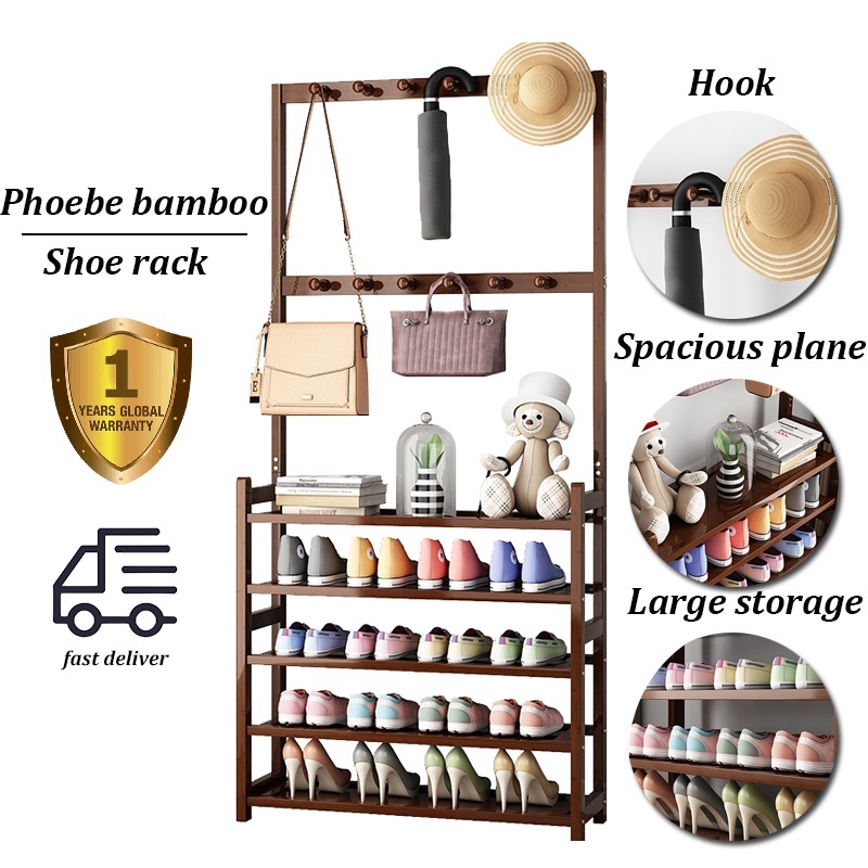 CLA Clothes Hat And Shoe ARI Rack Integrated Bamboo Simple Door metal ...
