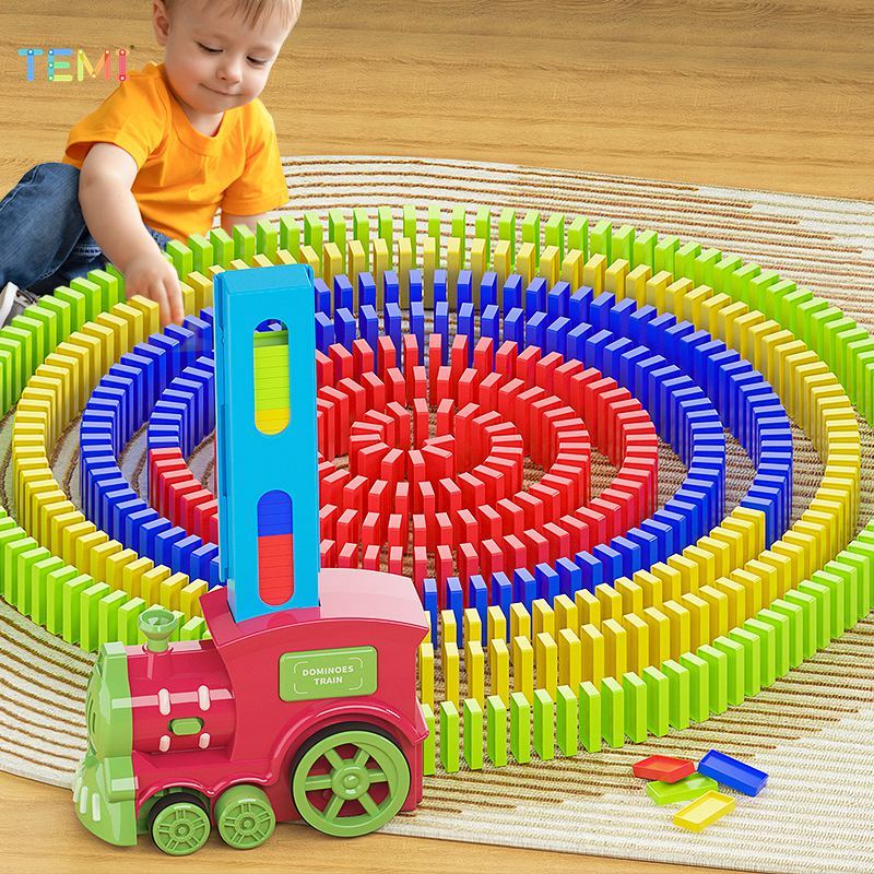 TEMI Domino Train Toy Automatic Moving Block Small Train Card Electric ...