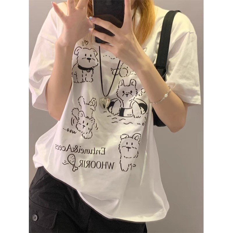 Puppy Print Loose T-shirt