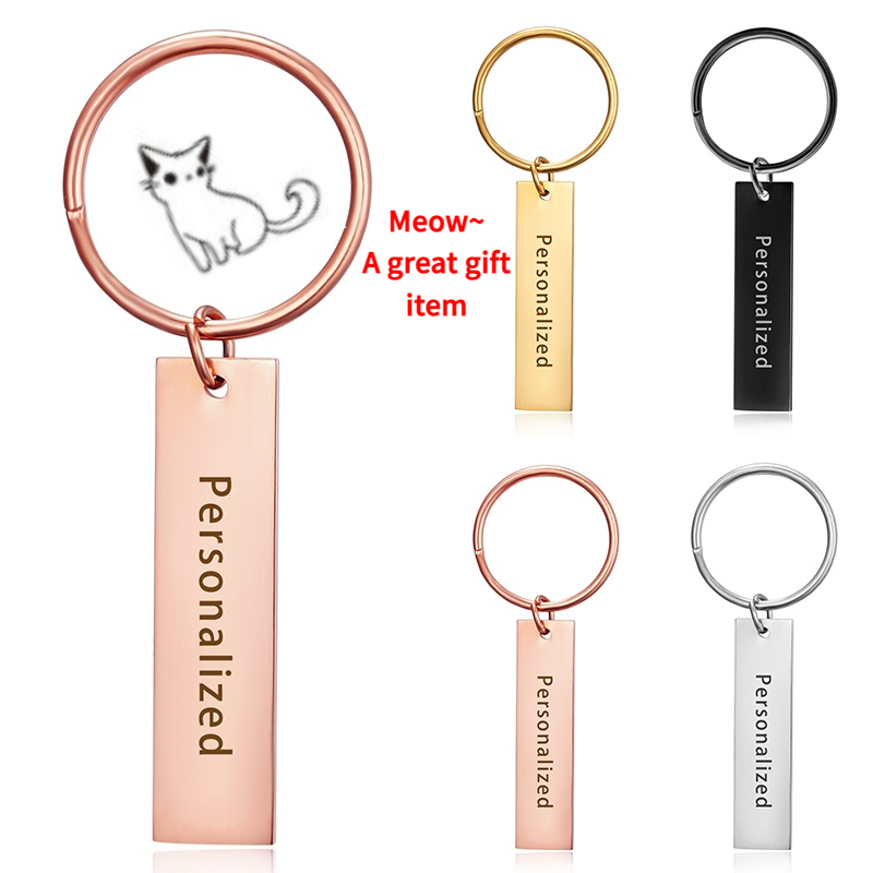 DIY Stainless Steel Keychain Free Engraving Custom Jewelry Accessories ...