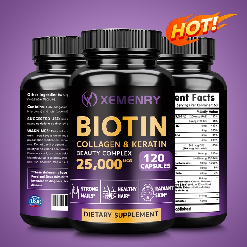 Biotin Vitamins with Collagen and Keratin - Hair Growth Supplement for ...