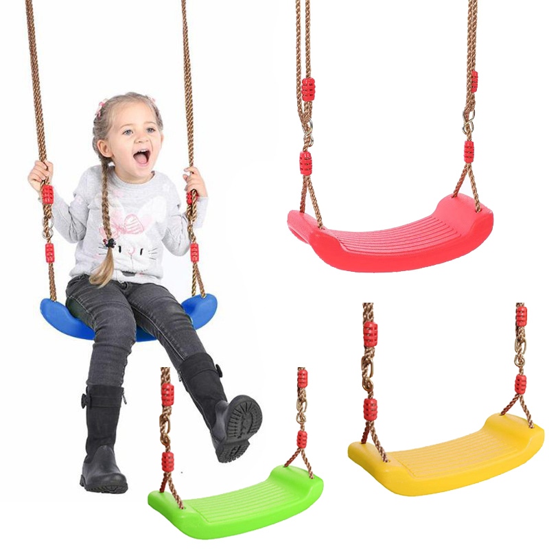 WAREMAID Child Swing Seat, EVA Soft Plastic Non Slip Hanging Tree Swing Seat With Snap Hook, Length Adjustable Rope, Swing Set For Kid Indoor Outdoor Playground Backyard, 43x17cm, Blue