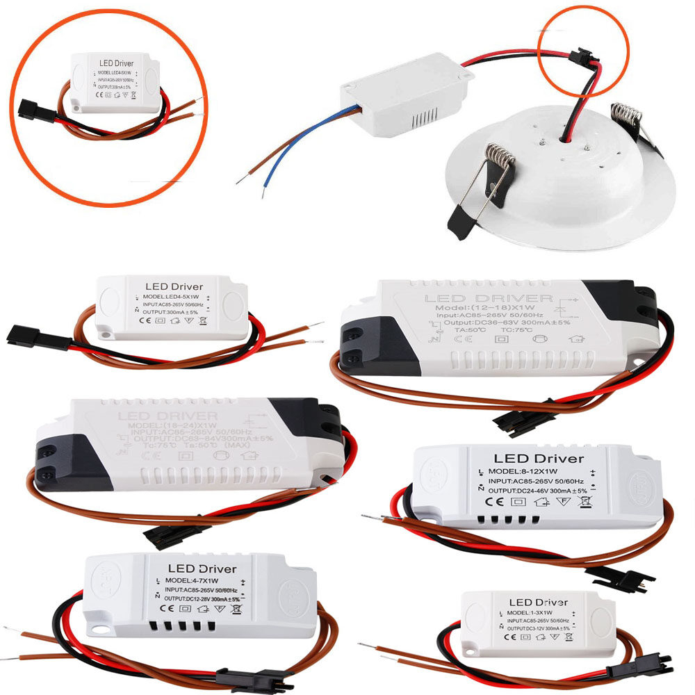 LED Constant Driver 1-3W 4-5W 4-7W 8-12W 18-24W 300mA Power Supply ...