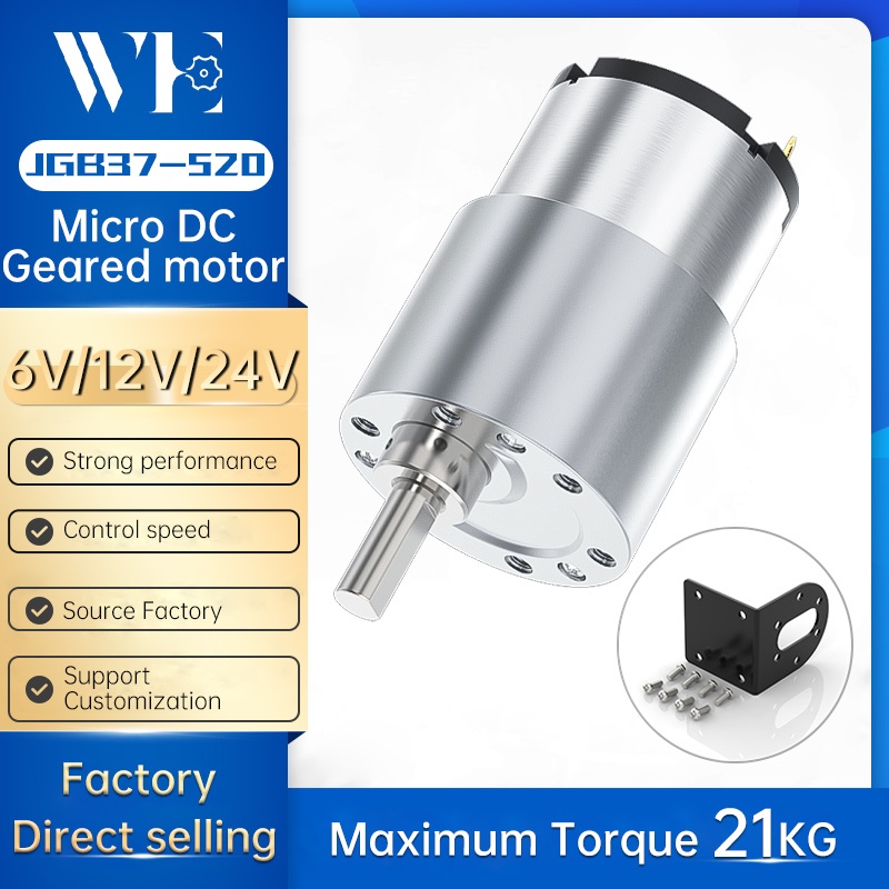 JGB37-520 Micro DC Reduction Gear Brush Motor 6V/12V/24V Forward And ...