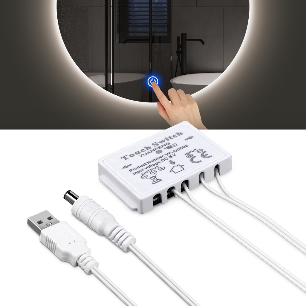 USB 5V Bathroom Mirror LED Light Touch Sensor Control Dimmer Switch DIY ...