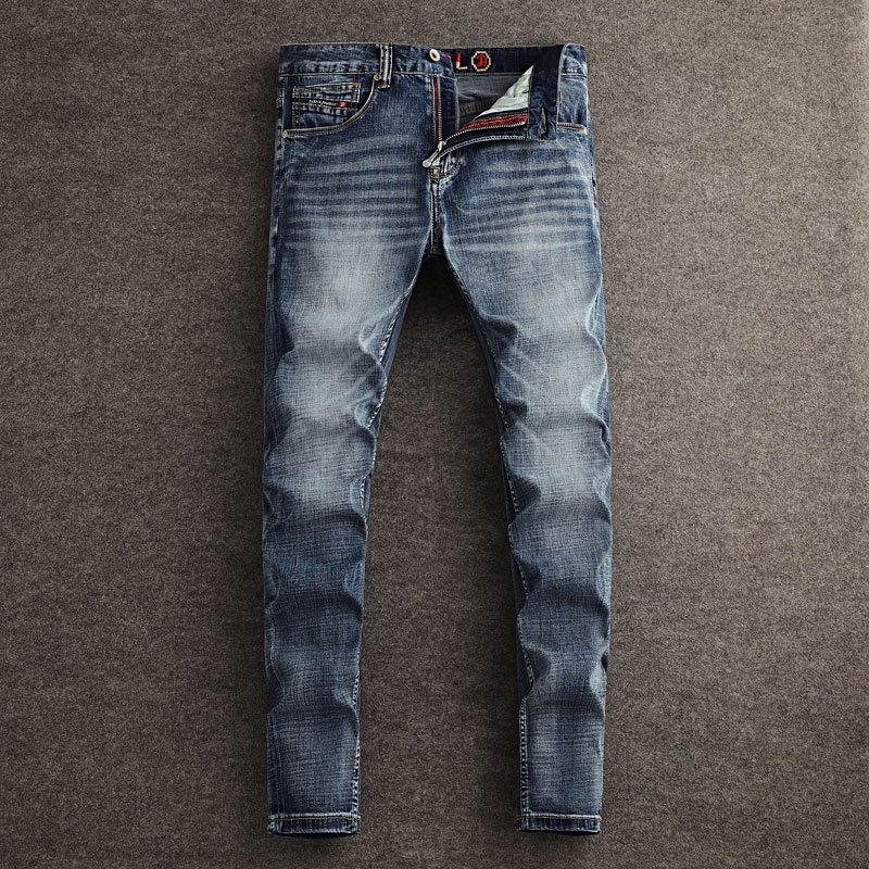Raya 2024 New High Quality Retro Fashion Men Jeans Blue Slim Fit ...