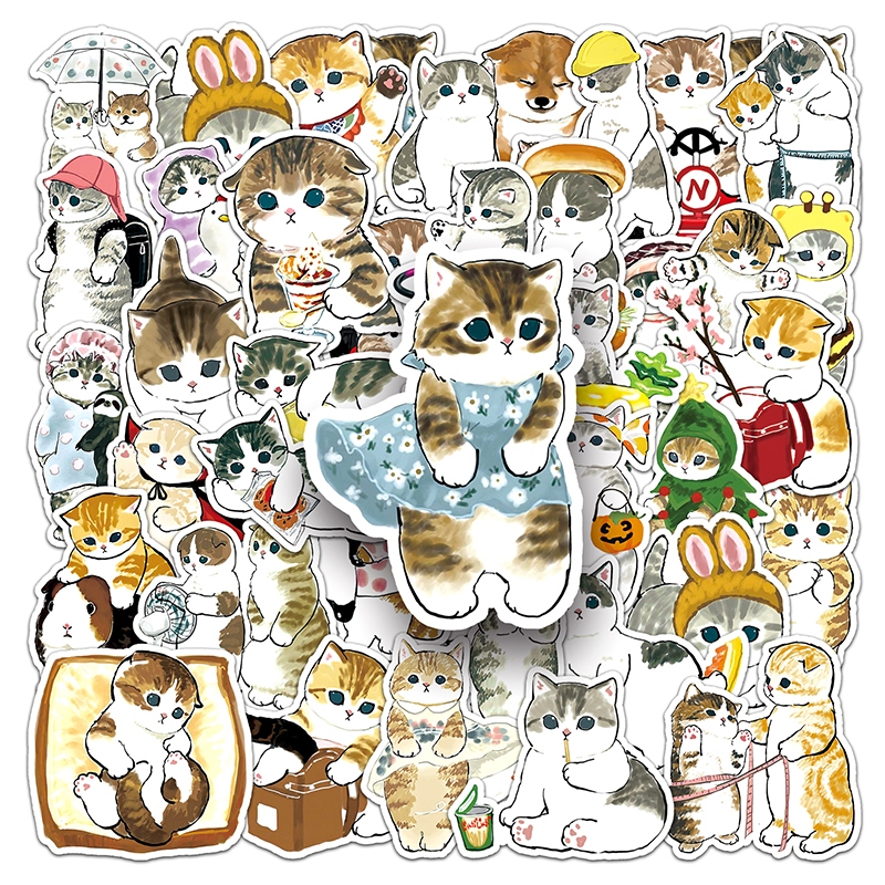 50pcs Cute Cat Stickers Laptop Pad Phone Luggage Guitar Fridge Diary ...