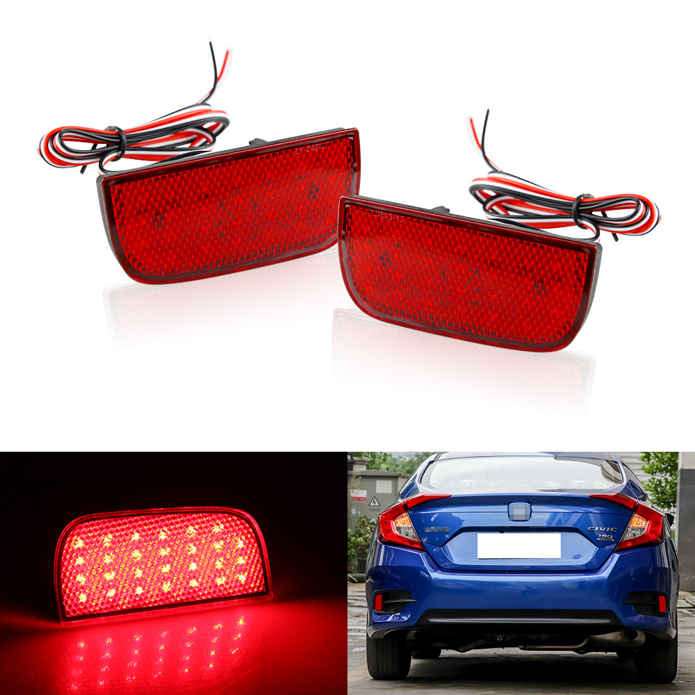 IJDMTOY Black-Out Smoked Lens Rear Bumper Reflectors Replace Full LED 2-In-1 Tail