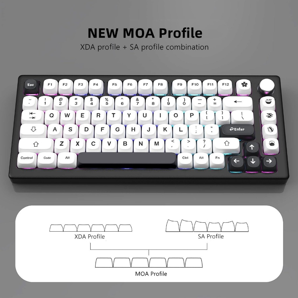 WOMIER 142 Keys MOA Profile Dye-Sub PBT Keycap Set Customized Gaming ...