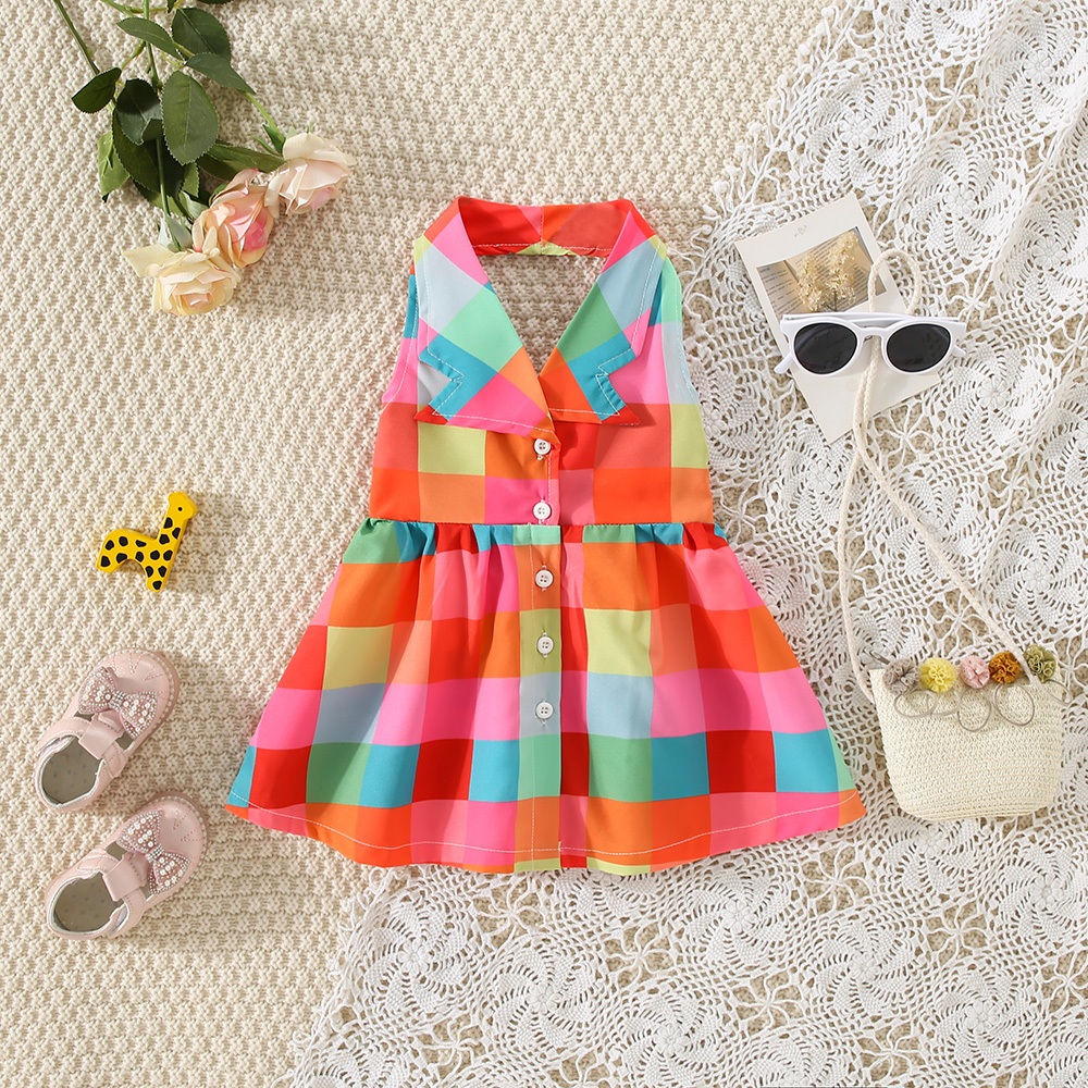 Summer New Fashion Colorful Baby Girl Sleeveless Dress Korean Style Back Hollow Children S Clothing 6 Month 3 Years Old Shopee Malaysia