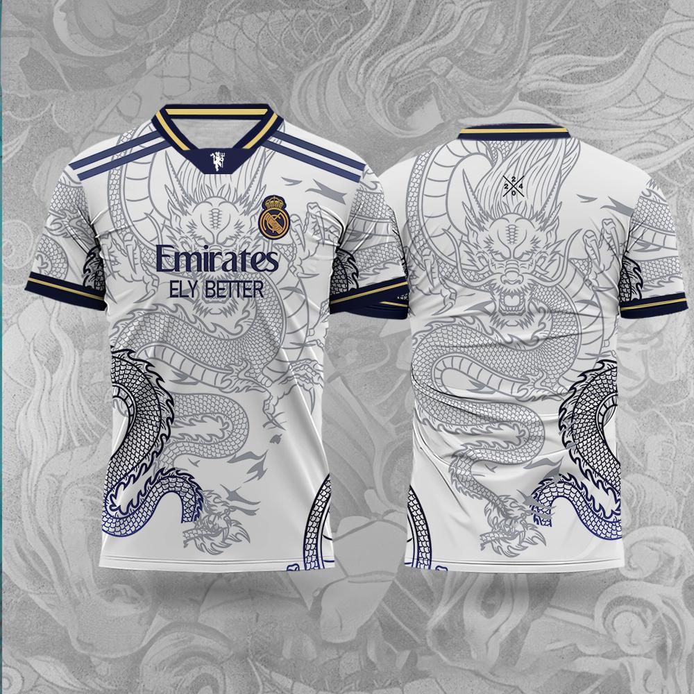 2024 RETRO Dragon Print JERSEY COLLAR ANIME JUJUTSU KAISEN JERSI BAJU ...