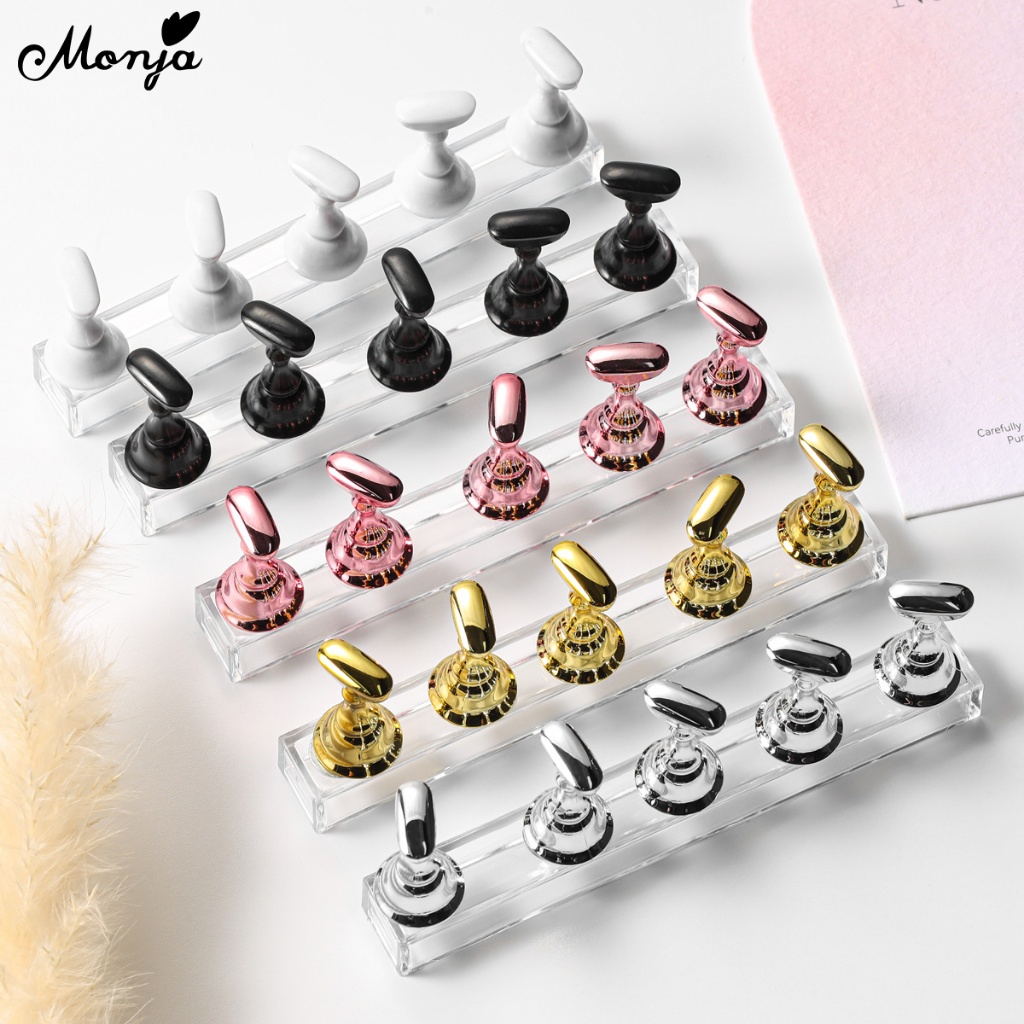 Monja 5pcs Nail Art Tips Stand UV Gel Polish Practice Display Board ...