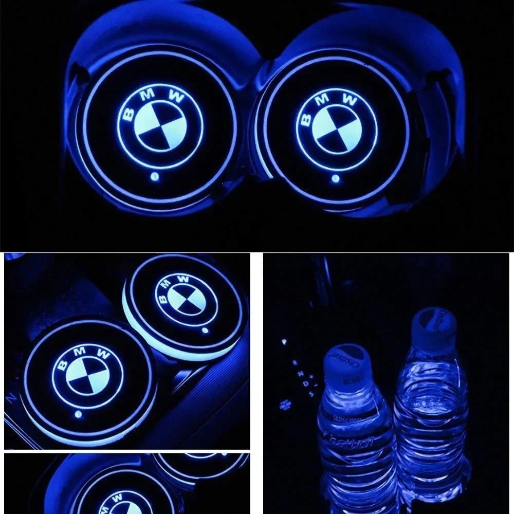 2PCS New LED Cup Holder Light Mats Car Coasters For BMW E90 F20 F30 F34 ...