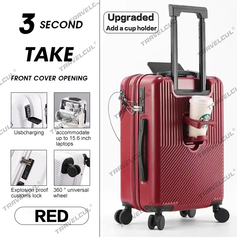 TRAVELCUL Japanese Style Luggage 20 24 26inch USB Charging Suitcase Travel Luggage Front Opening Boarding Case Shopee Malaysia