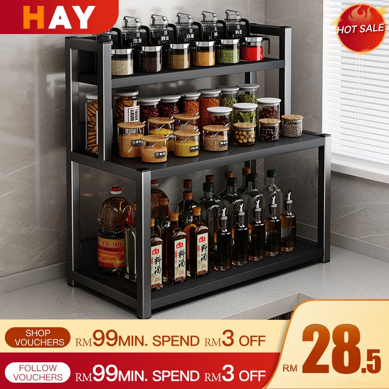 Spice Rack Storage rack Kitchen Organizer Kitchen Rack Rak Serbaguna ...
