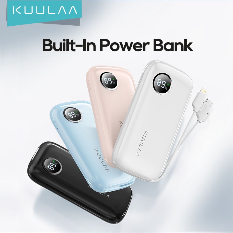 KUULAA Power Bank 10000mAh PD Fast Charging Powerbank Built in Cables ...
