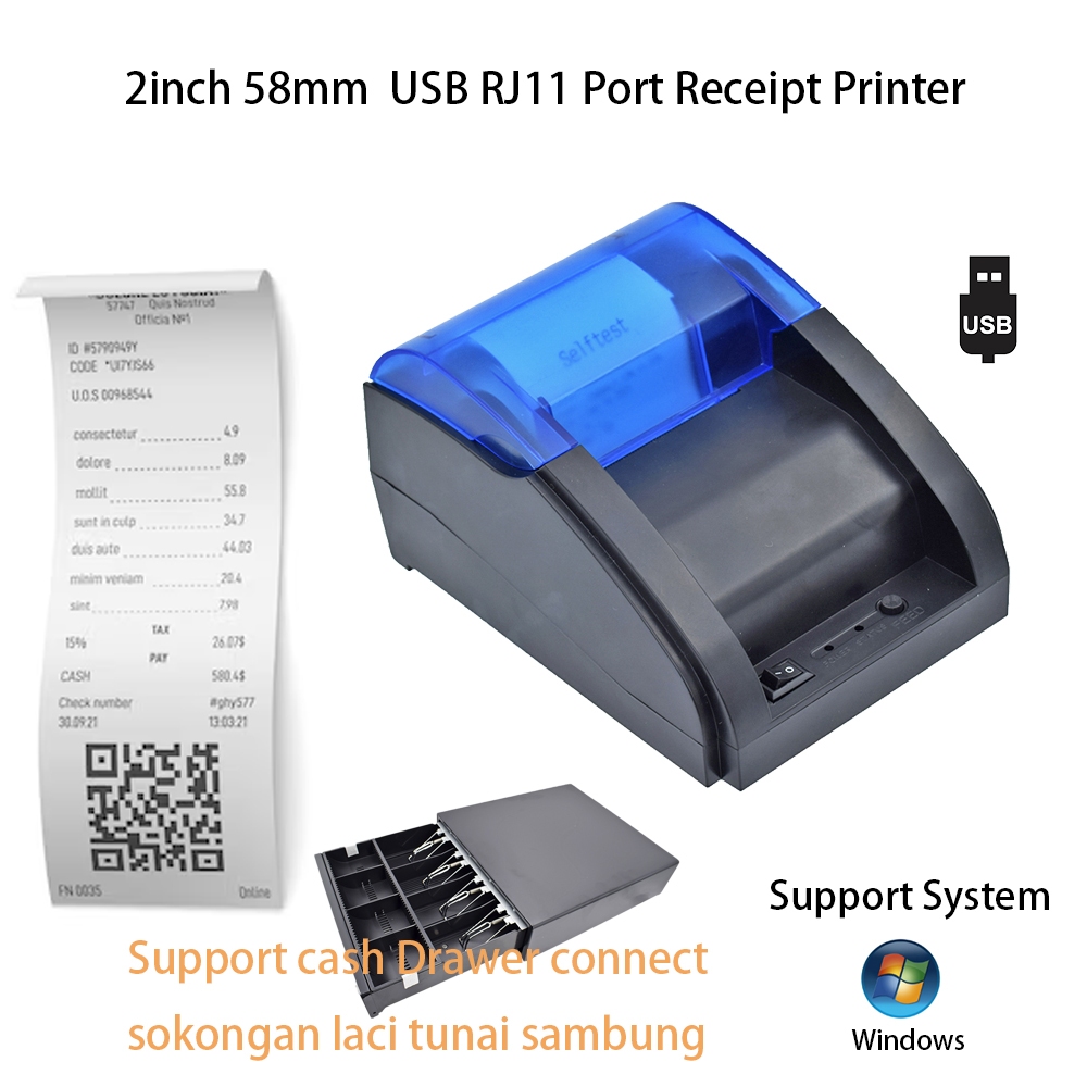 58mm Thermal Receipt Printer 2Inch Lnkless USB Port Thermal Bill ...