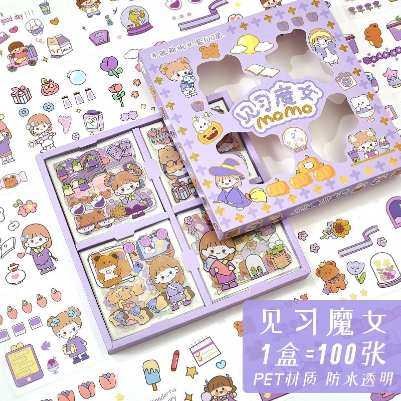 [Style Randomly Sent] 100 Pieces Washi Paper Sticker Blind Box Pack ...
