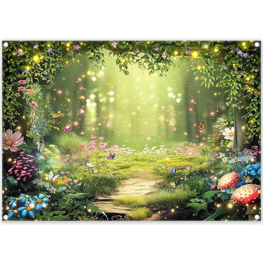 MEHOFOND 7x5ft Enchanted Forest Photo Backdrop Magic Wonderland Fairy