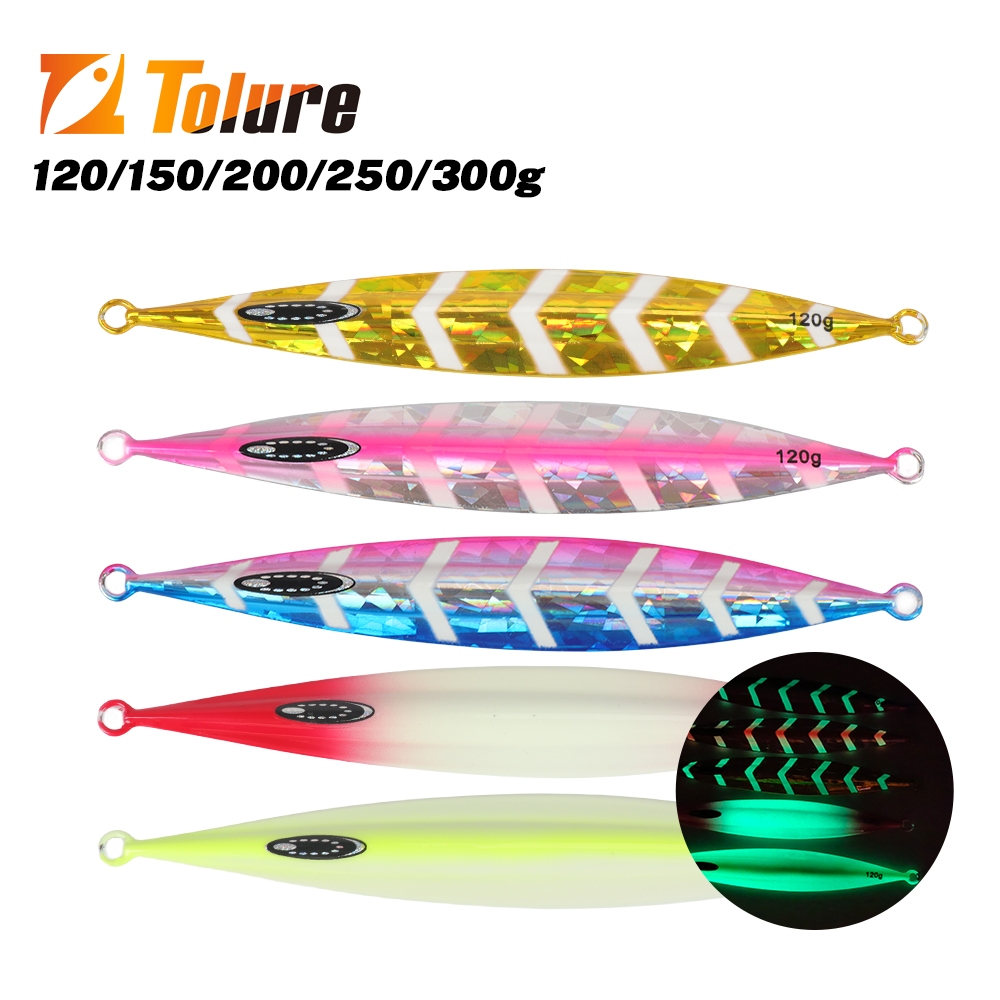 Tolure NEW Slow Sinking Metal Jig 120g 150g 200g 250g 300g 1PC Luminous ...
