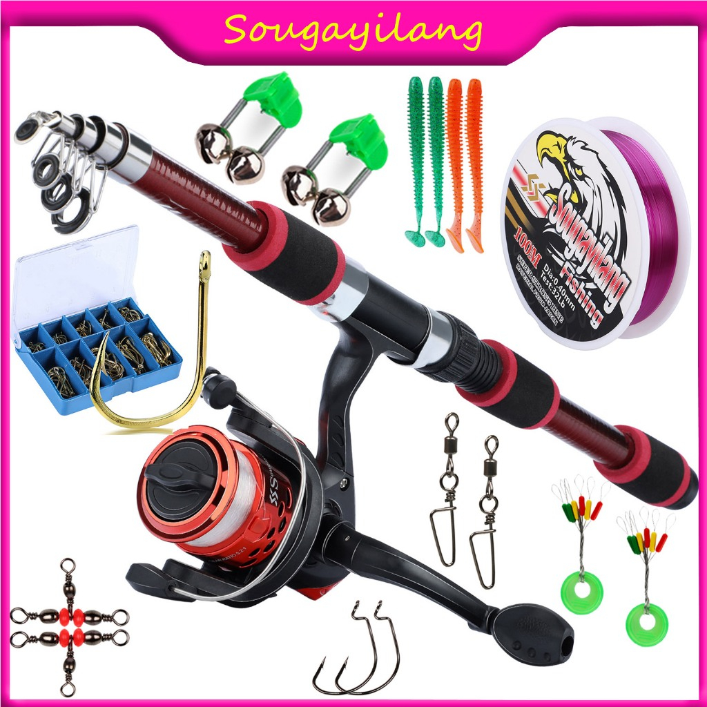 Sougayilang 1.8m 6 Sections Spinning Fishing Rod 5.5:1 3bb Fishing Reel ...