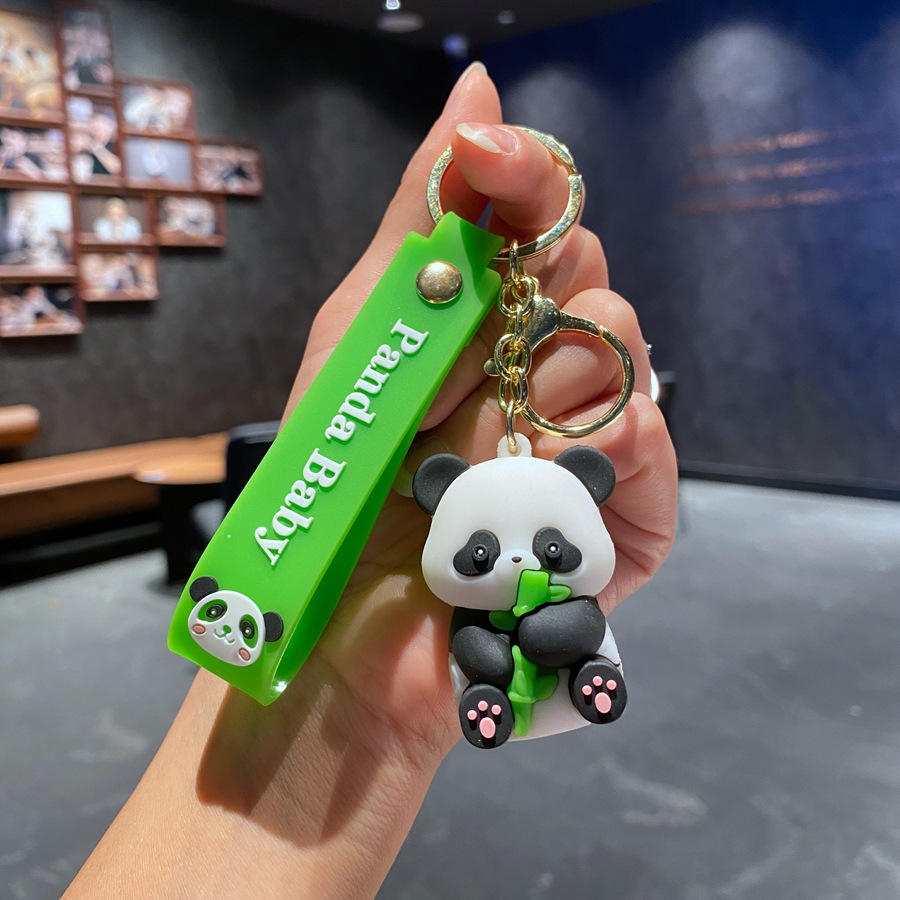 Cartoon Panda Keychain Cute Panda Keychain Pendant gift key ring ready ...